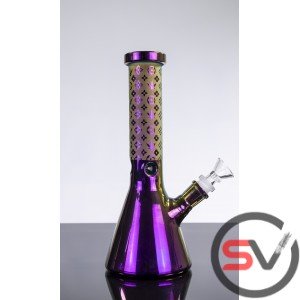 IRIDESCENT DESIGNER GLASS BEAKER WATER PIPE 10inch